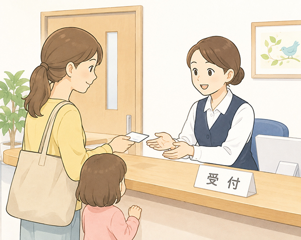 受付窓口での手続きの様子